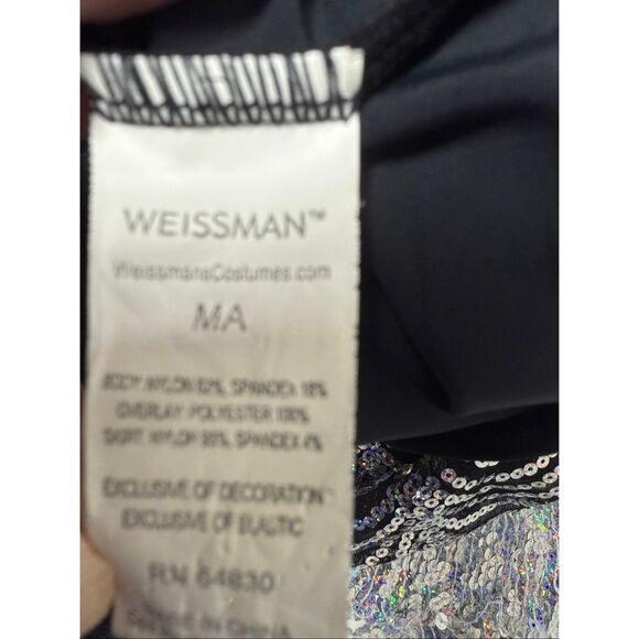 Weissman Black Silver Sequin Fringe Dance Costume Dress SIZE M - Picture 10 of 12